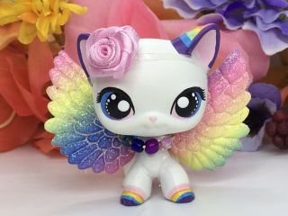 Mini Toy Pet Shop Lps Custom,  Cute,  Short Hair,  Rainbow Hand Painted Kitty Cat