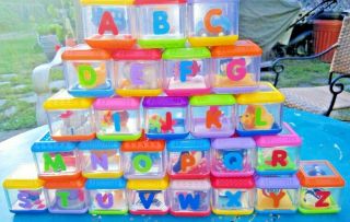 Fisher Price Peek - A - Boo Blocks Abc Interactive Alphabet Sensory Toy Set 26 W/bag