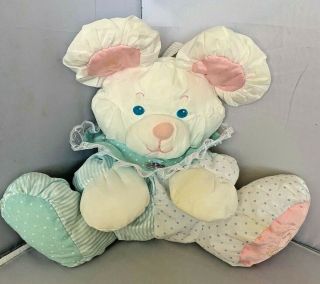 Vintage Fisher Price Plush Blue/white Puffalump Bear/mouse 1989 Came With Lamp