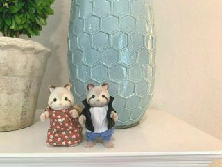 Calico Critters Retired Sylvanian Families Mulberry Raccoon Grandparents Set