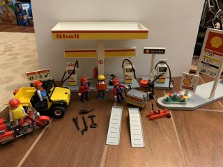 Playmobil 3437 Shell Gas Station Vintage Near Complete