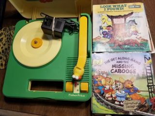 Fisher Price Sesame Street Record Player W/ Records And Power Supply.