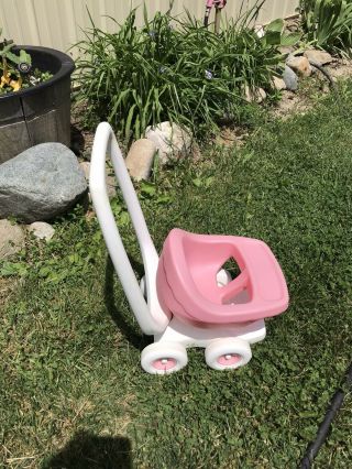 Vintage Little Tikes Child Size Doll Stroller Pink And White