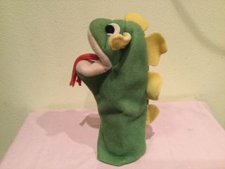 VINTAGE 2002 PLUSH BABY EINSTEIN BARD DRAGON PUPPET ?VELLUX,  MOVEABLE MOUTH,  USA 2