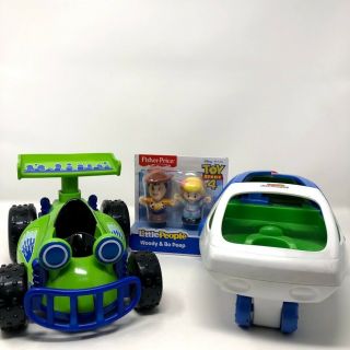 Fisher Price Little People Toy Story Buzz Light Year Spaceship & Rc Car Figures