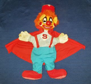 Vintage Handmade Hero Caped Clown Hand Puppet Professional Made
