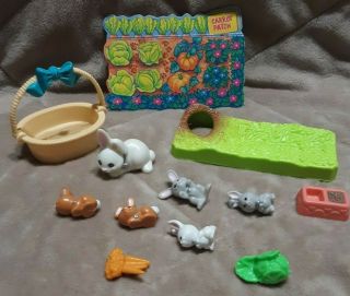 Vintage Kenner Littlest Pet Shop Mommy & Baby Bunnies 1992 Rare Bunny Basket
