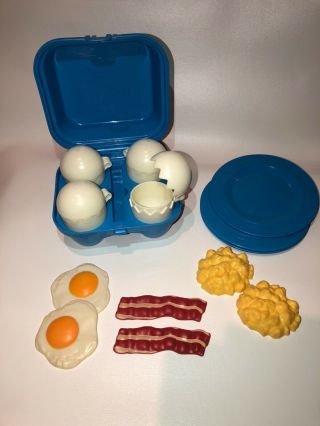 Vintage Fisher Price Fun With Food Bacon And Eggs That Crack Open With Plates