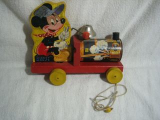 Vintage MICKEY MOUSE Fisher Price Choo Choo Train Pull Toy 485 Walt Disney 2