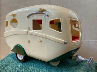 Calico Critters Sylvanian Families Camper Caravan With Tow Bar & Accessories Euc