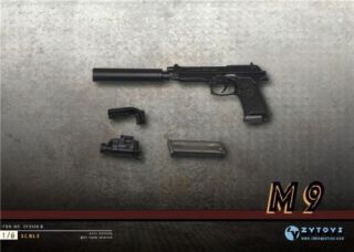 Zytoys 1/6 Black M9 Miniature Pistol Silencer Model Plastic Gun Toys Accessories