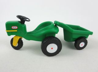 Vintage Little Tikes Tractor And Wagon Cart Green Yellow Dollhouse Furniture Toy