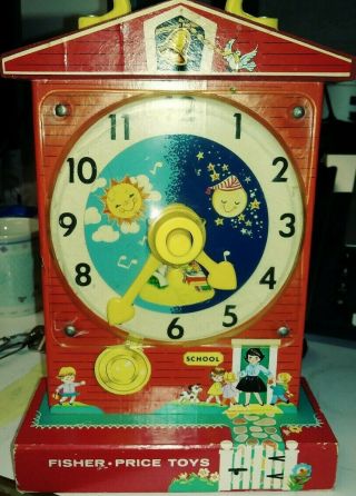 Vintage 1968 Fisher Price Music Box Teaching Clock