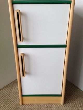 Toy Kitchen Pretend Play Wooden Refrigerator Green/white 34 " High Local Pick - Up