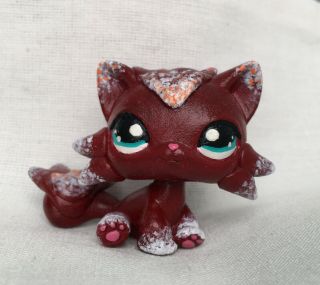Littlest Pet Shop Custom Ooak Cat Red Fire Tail  Hand Painted Lps