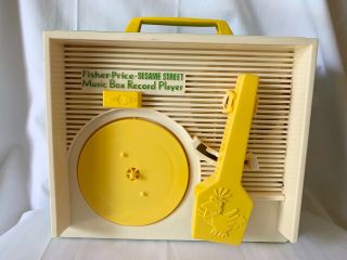Vintage 1984 Fisher Price Sesame Street Record Player Music Box with 5 Records 3