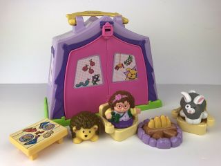 Fisher Price Little People Play N Go Tent Camping Set Playset W/ Bunny Hedgehog