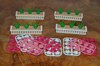 Playmobil Victorian Mansion Dollhouse 4 Window Boxes W " Dirt " & Flowers
