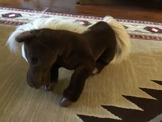 Folkmanis 18 " Dark Brown Horse Pony Blond Mane Tail Plush Body Folktails Puppet