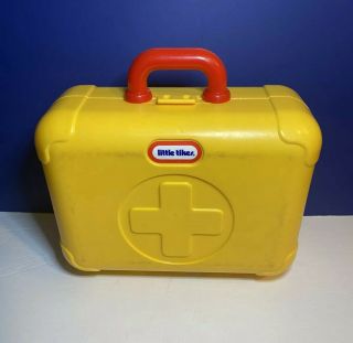 Vintage 1980s Little Tikes Yellow Medical Kit Nurse Doctor Hard Case Eye Chart