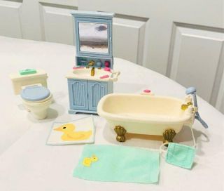 Fisher Price Loving Family Bathroom Furniture Footed Tub,  Toilet & Sink