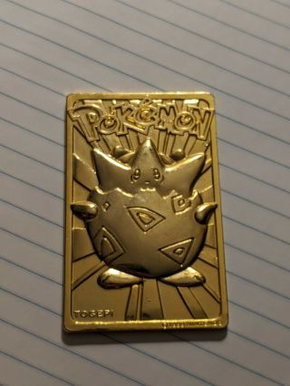 1999 Togepi 24k Gold Card Pokemon Burger King Nintendo Promotion