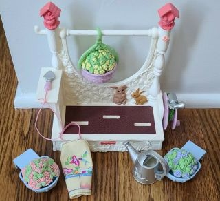 Fisher Price Loving Family Dollhouse Garden Complete Set Hanging Baskets,  Apron