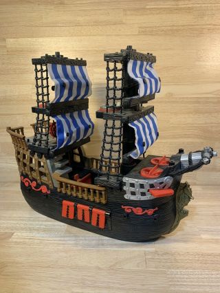 Fisher Price 2006 Mattel Imaginext Pirate Ship Blue White Sails - Good Condirion