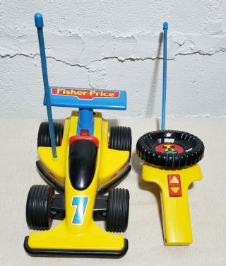 Vintage 1992 Fisher Price Rc Number 7 Indy Race Car 2085 With Remote Control