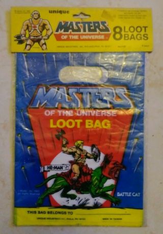 Vintage 1983 Motu Masters Of The Universe He Man Battle Cat Loot Bag Unique