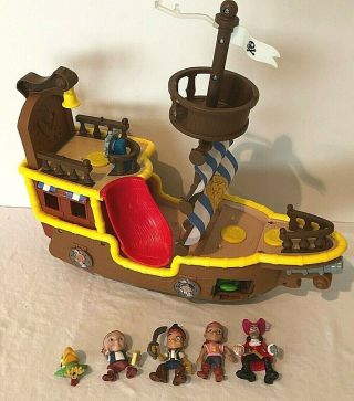 Imaginext Disney Pirate Ship With 5 Figures Jake And The Neverland Rolling Boat