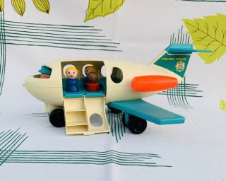 Vintage Fisher Price Little People Jet Plane Pull Toy 1970 - 1972