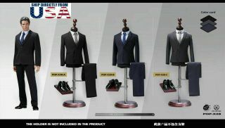 Poptoys 1/6 Men Business Suit Black Blue Grey X28 For 12 " Hot Toys Male Figure