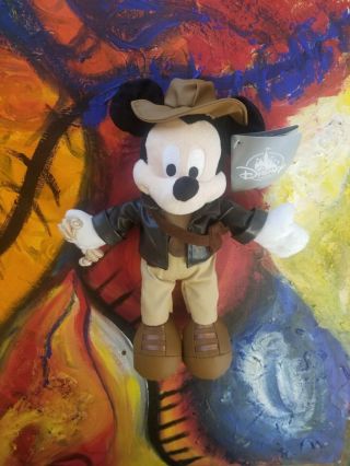 (disney Parks) Mickey Mouse As Indiana Jones 9 Inch Plush Doll Nwt