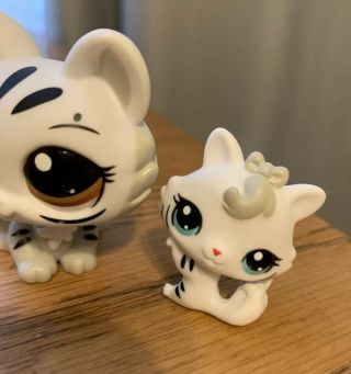 Littlest Pet Shop LPS Mommy and Baby White Tiger 3585 3586 Figure 2