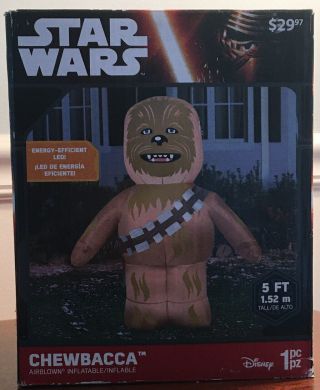 Chewbacca Star Wars Airblown Inflatable.  5 Ft.  Tall.  Lights Up.