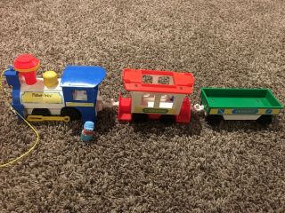 Vintage Fisher Price Little People 2581 Express Train,  Caboose,  Freight W/ Person