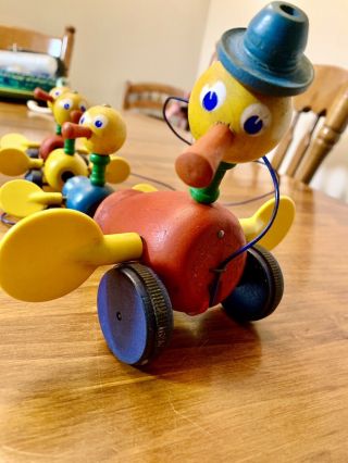 Fisher Price Vintage Duck Family Wooden Pull Toy