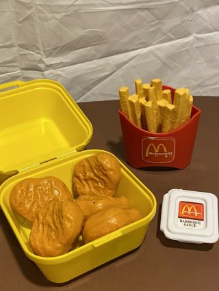 Vtg Mcdonalds Pretend Play Food Chicken Nuggets French Fries Bbq Sauce Container