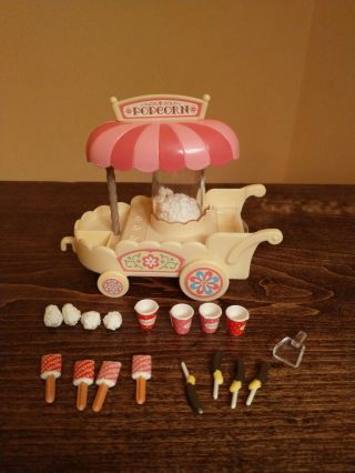 Calico Critters/sylvanian Families Popcorn Cart With Accessories Complete