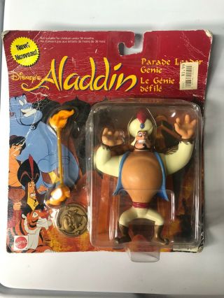 Vintage 1992 Mattel Disney Aladdin Series Parade Leader Genie In Pkg