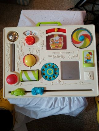 Vintage Fisher Price Activity Center 134 1973 Baby Toddler Crib Busy Board Toy