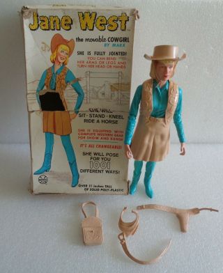Vintage 1970s Marx Best Of The West Jane West The Movable Cowgirl W/box