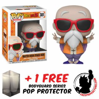 Funko Pop Dragon Ball Z Master Roshi Peace Sign Exclusive,  Pop Protector