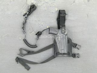 1/6 scale toy WEAPON - Black M9 Beretta Pistol w/Lanyard & Drop Leg Holster 3