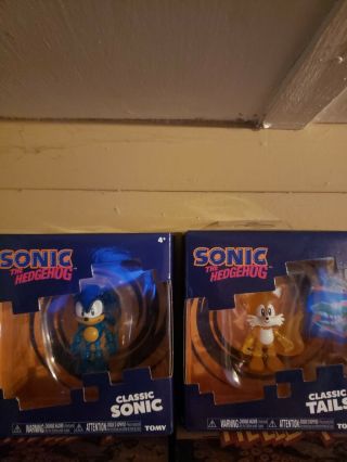 Sonic The Hedgehog Classic Sonic & Tails Translucent Blue Figure Tomy Game Toys
