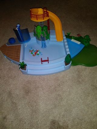 Playmobil Water Park With Waterfall Slide Shower Side Pool