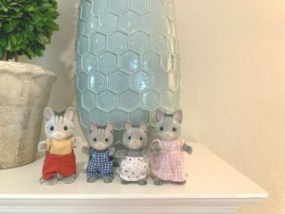 Calico Critters Sylvanian Families Retired Grey Fisher Cat Cats Family Set