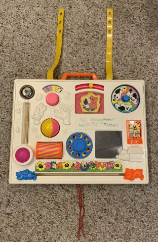 Vintage 1973 Fisher Price Busy Box Activity Center Baby Toy With Crib Attachment