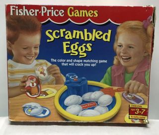 Vintage 1994 Fisher Price Games Scrambled Eggs Color Shape Matching Game W Box